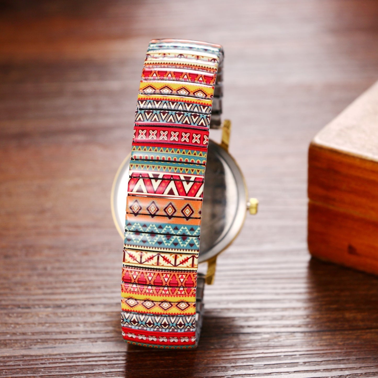 Boniskiss "Passion" Women's Boho Printed Elastic Band Wrist Watch