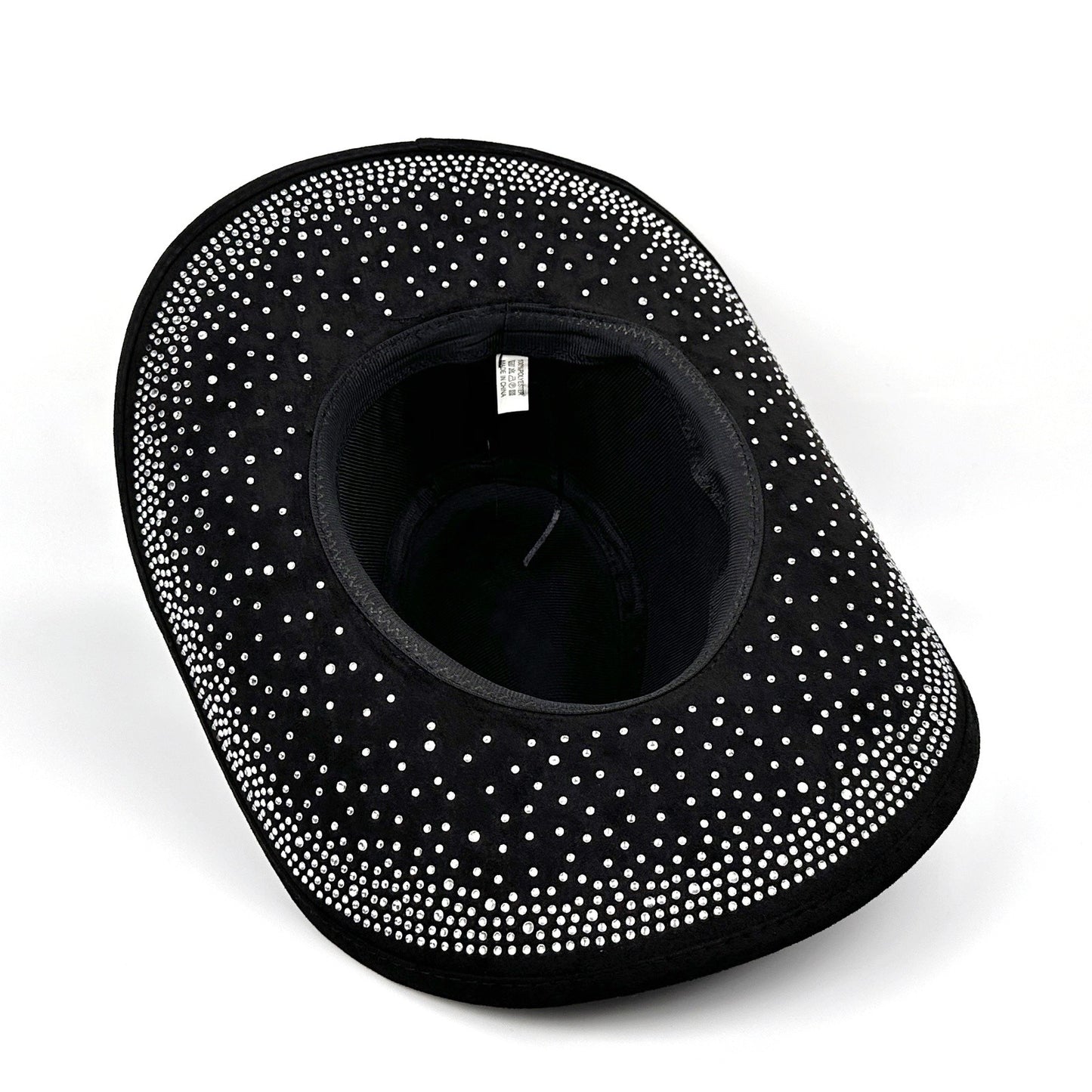 Rhinestone Curved Wide Brim Cowgirl Hat | Size M-L - Boniskiss
