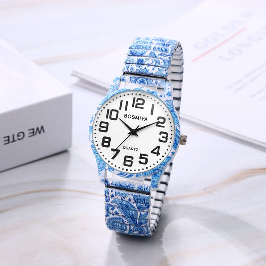 Boniskiss "Frost" Women's Boho Printed Elastic Band Wrist Watch