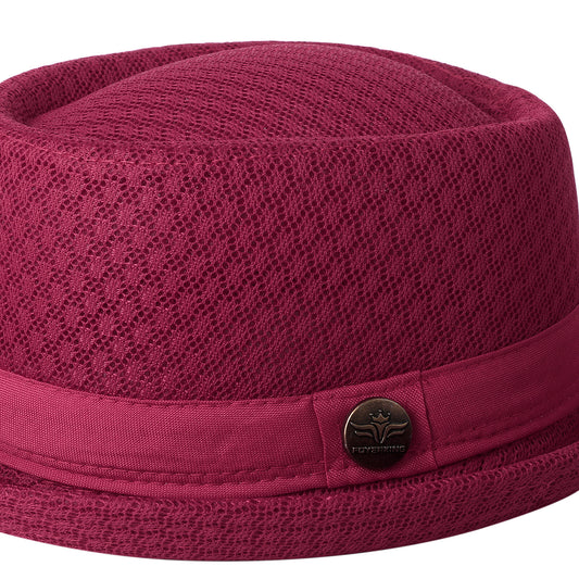 Red Soft Mesh Pork Pie Fedora Hat | Size M-L- Boniskiss