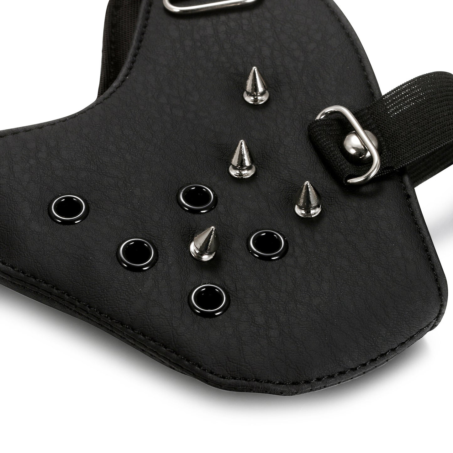 Boniskiss Punk Black PU Leather Rivet Half Face Mask Outdoors Motorcycle Biker Protection