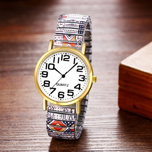 Boniskiss "Geometry" Women's Boho Printed Elastic Band Wrist Watch