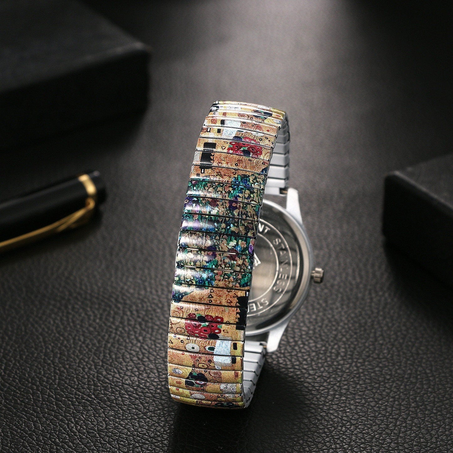 Boniskiss "The Kiss - Gustav Klimt " Women's Boho Printed Elastic Band Wrist Watch