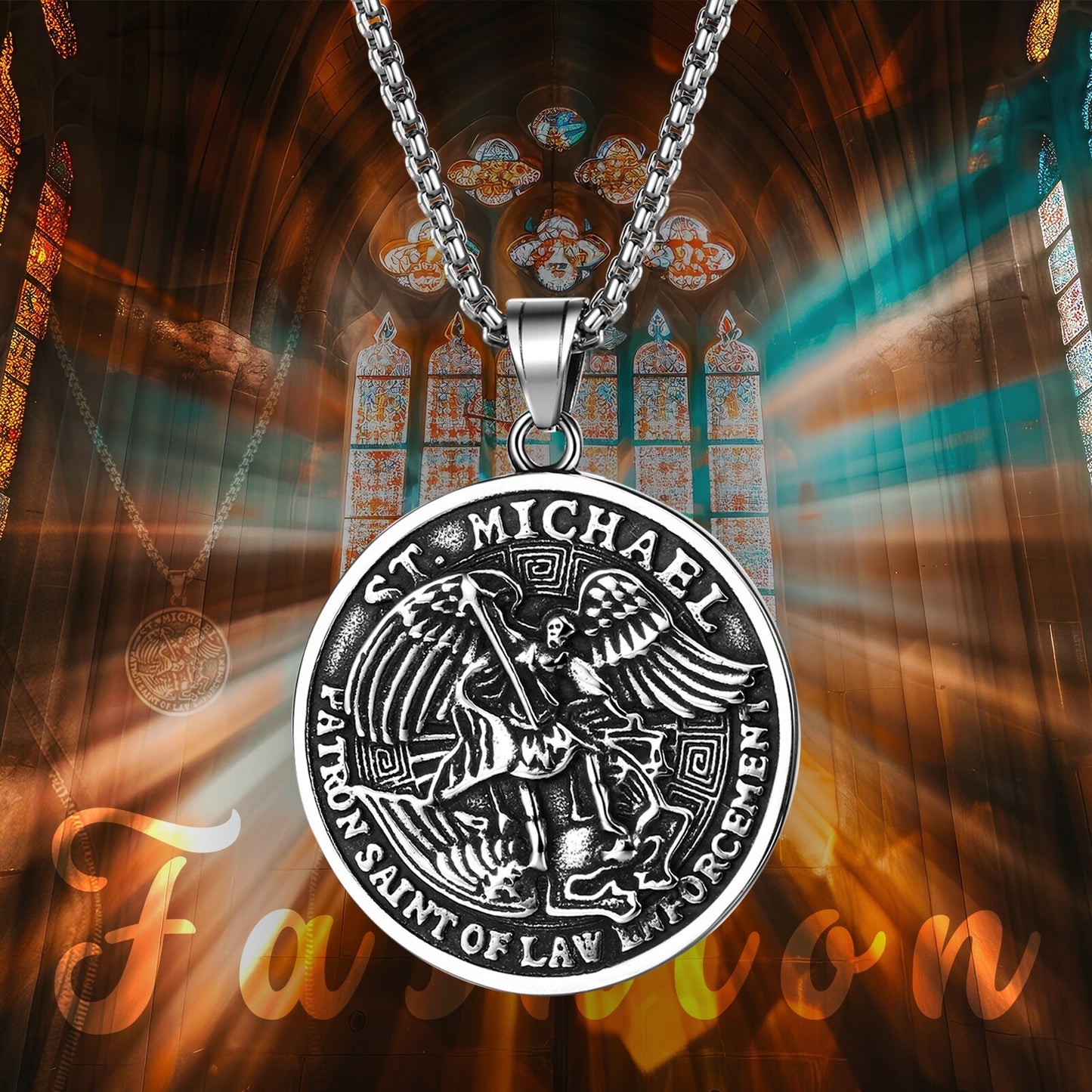 Boniskiss St Jude Michael Christian Medal Necklace - Religious Amulet Pendant Gift for Father Son