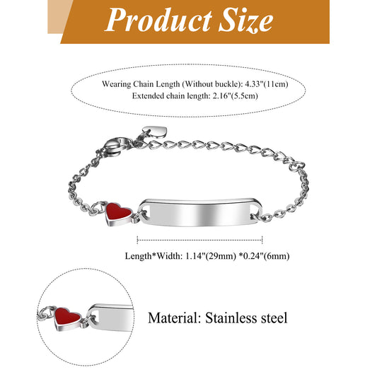 Customized Kids Name Engraved ID Custom Stainless Steel Bracelet - Boniskiss