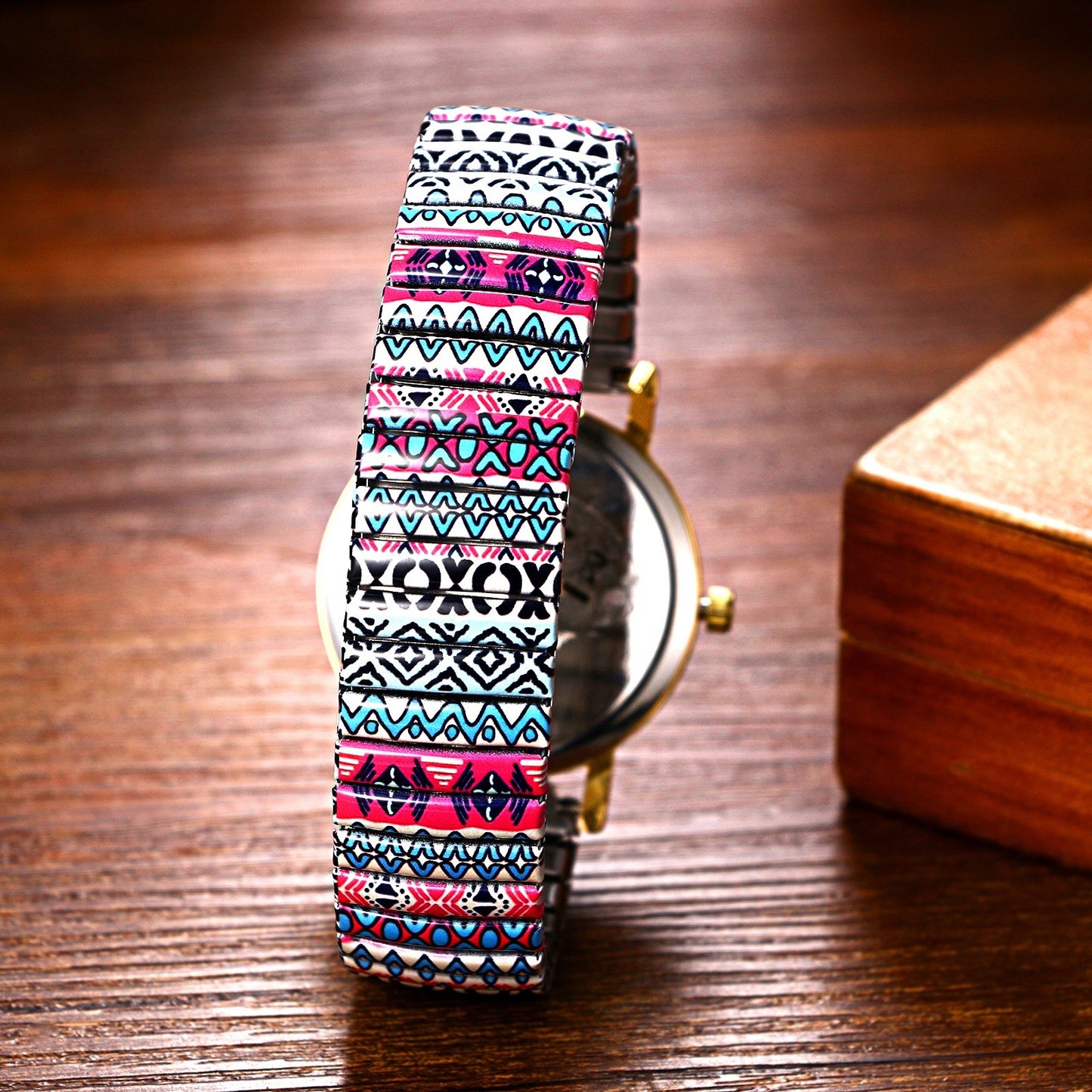 Boniskiss "Tale" Women's Boho Printed Elastic Band Wrist Watch