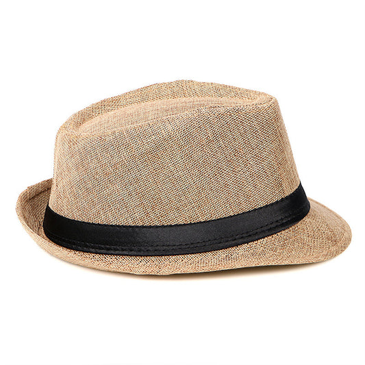 Khaki Short Brim Fedora Linen Panama Sun Hat | Size M-L - Boniskiss