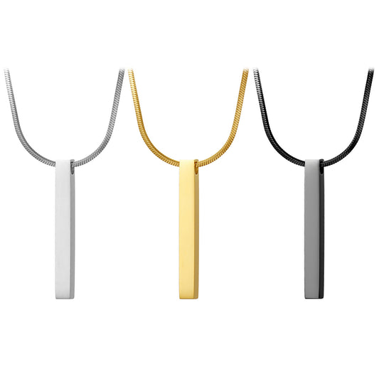 Customized Stainless Steel Bar Pendant Necklace - Boniskiss