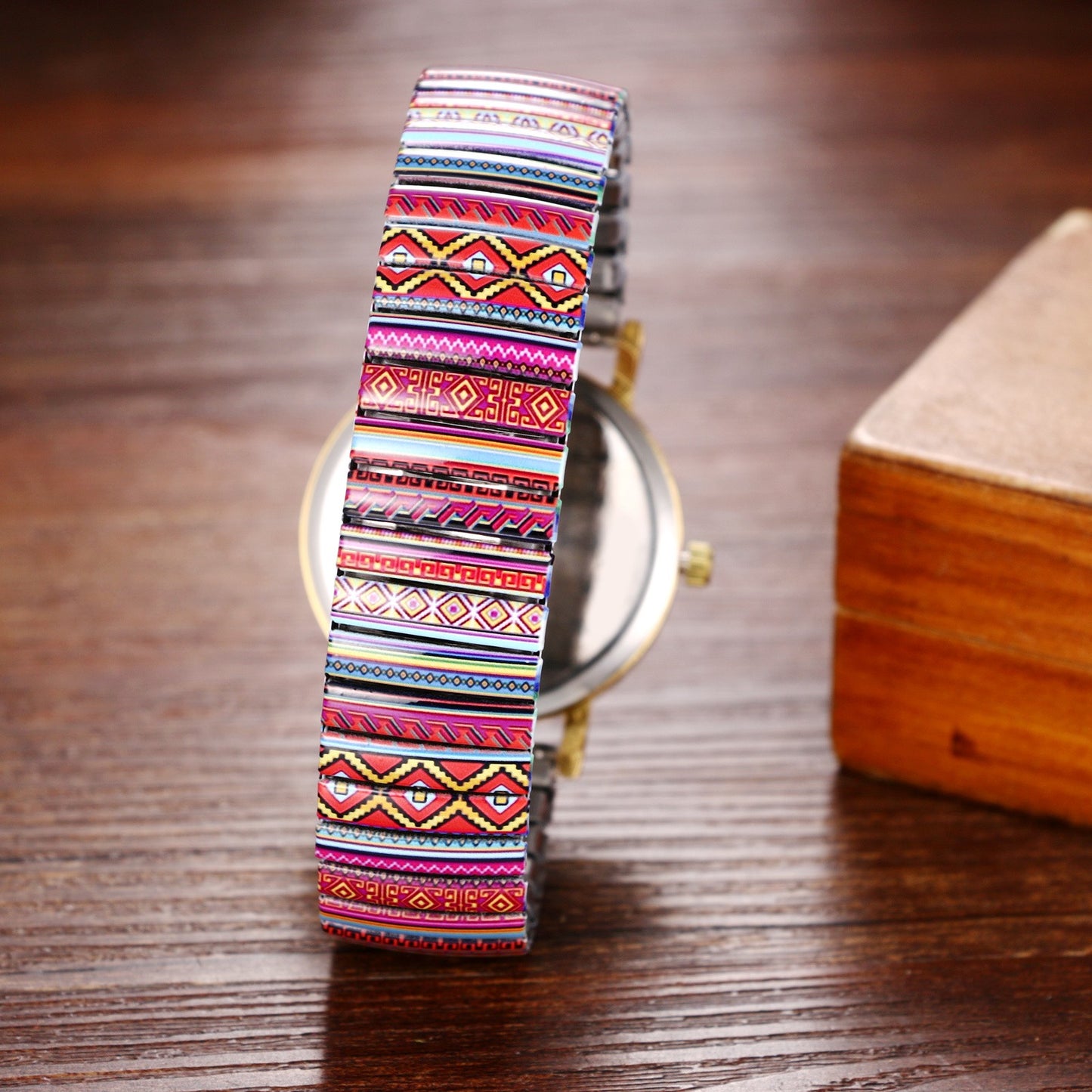 Boniskiss " Heat" Women's Boho Printed Elastic Band Wrist Watch