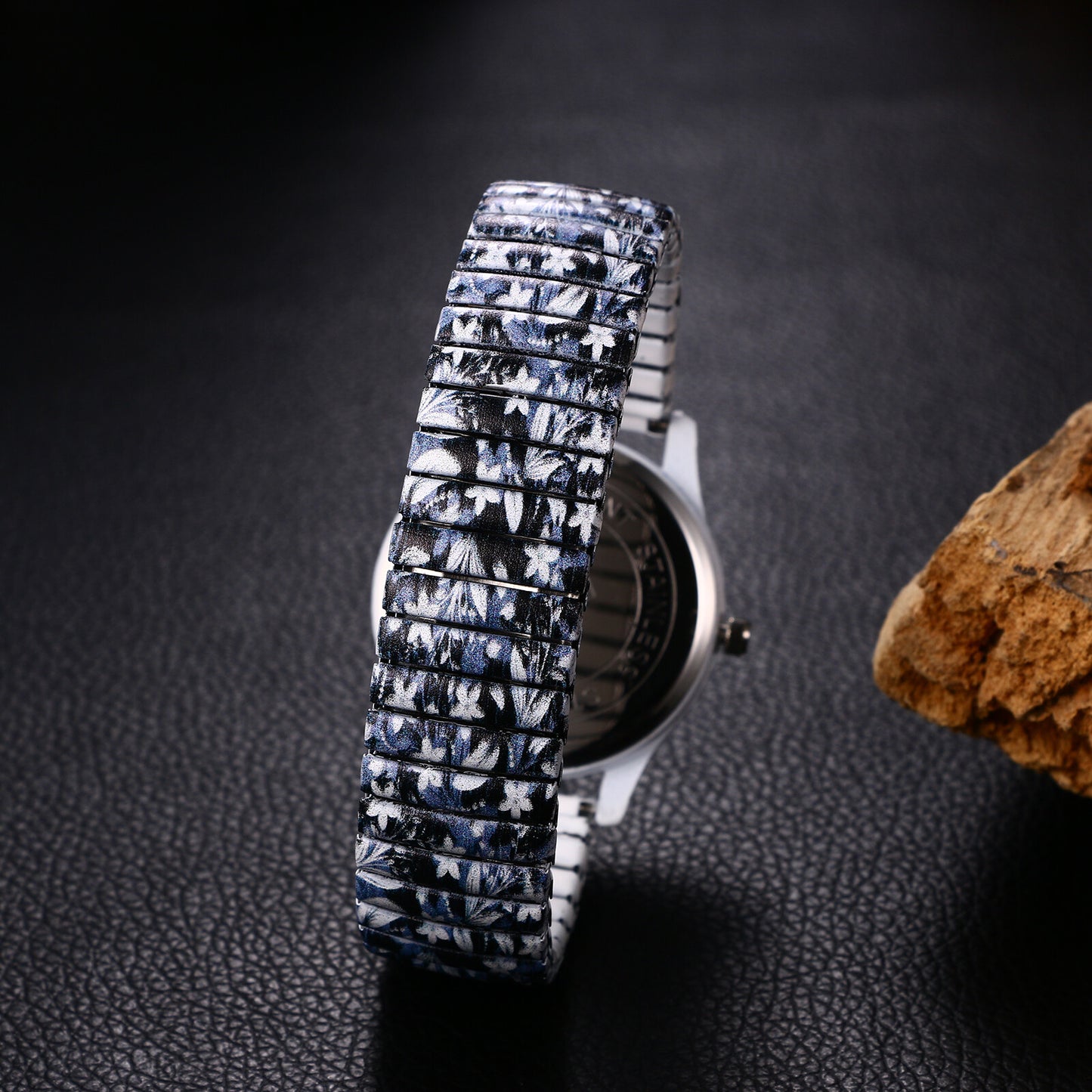 Boniskiss "Moonflower" Women's Boho Printed Elastic Band Wrist Watch