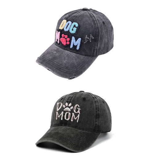 Casquette de baseball en denim délavé brodé, mélange de coton et coton, pour les amoureux des chiens - Boniskiss