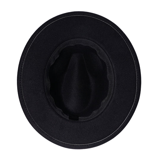 Black Classic Fedora Trilby Panama Hat with Black Belt | SIze M-L - Boniskiss
