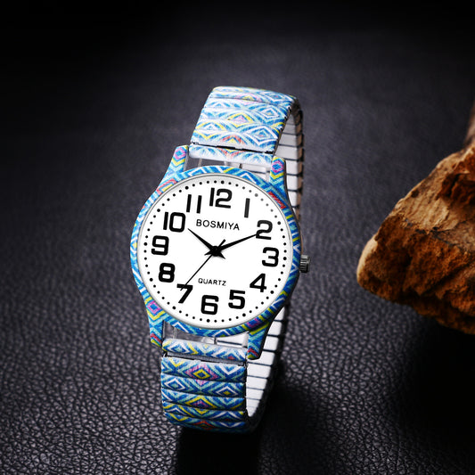 Boniskiss "Acid" Women's Boho Printed Elastic Band Wrist Watch