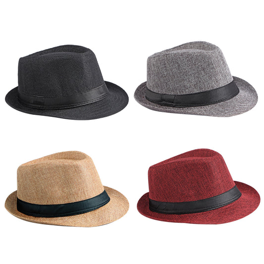 Short Brim Fedora Linen Panama Sun Hat - Boniskiss