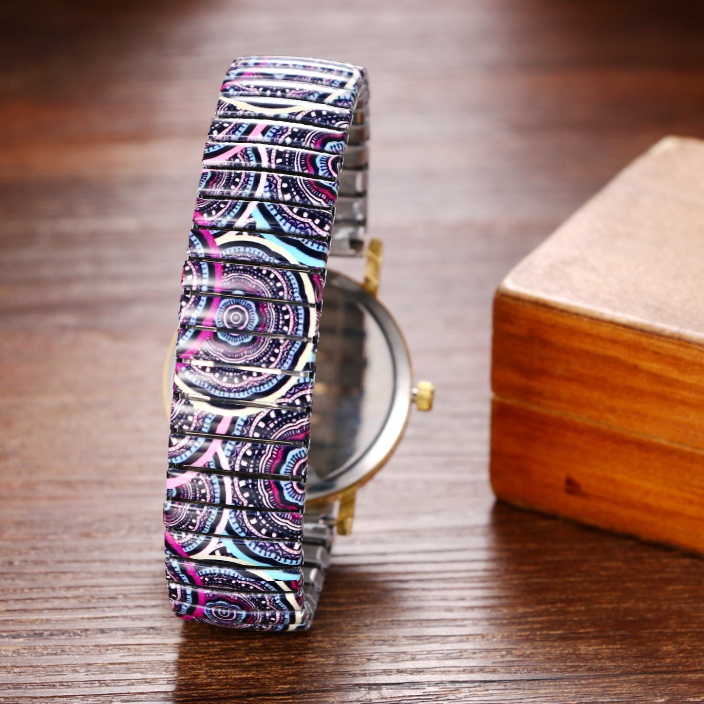 Boniskiss "Ascension" Women's Boho Printed Elastic Band Wrist Watch
