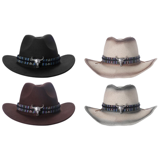 Chapeau Fedora classique de style western, en feutre, avec ceinture, idéal pour les activités de plein air et les cowboys - Boniskiss