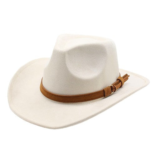 Chapeau de cowboy rétro western en laine à larges bords - Boniskiss