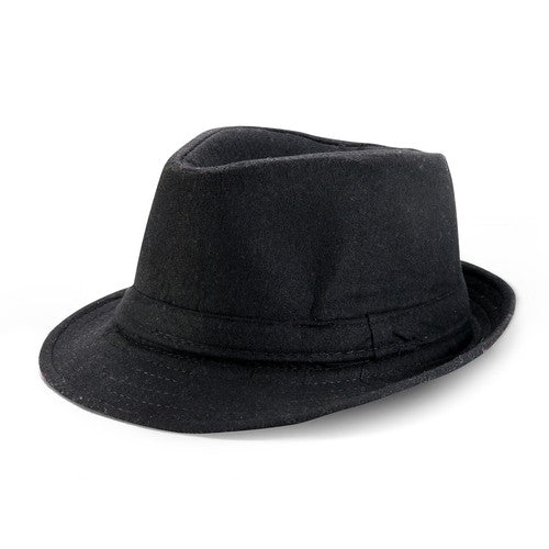 Black Classic Derby Style Short Brim Trilby Hat - Boniskiss (Size L & SIze XL)