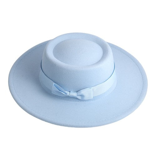 Chapeau Fedora classique en cachemire à large bord et nœud papillon - Boniskiss