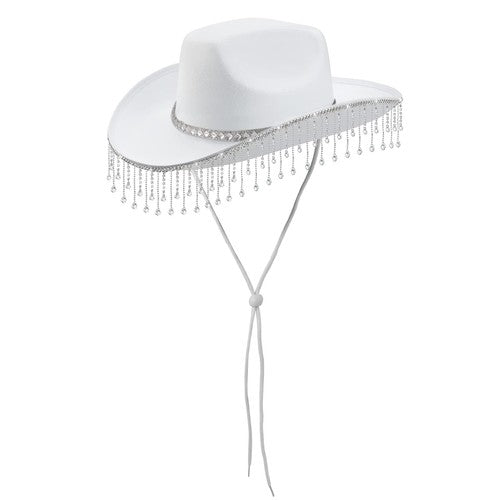 Chapeau de cowgirl disco western à franges et strass - Boniskiss