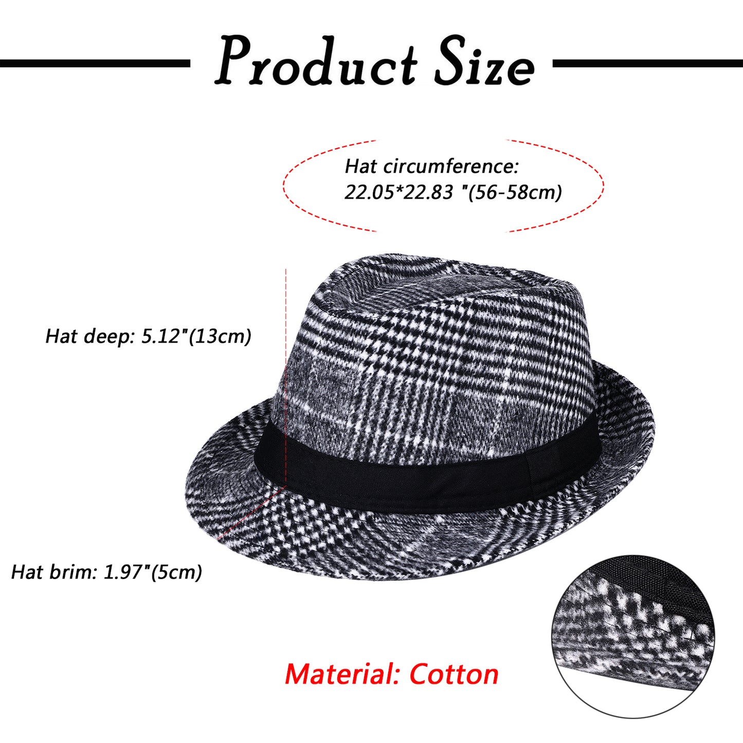 Light Gray Classic Manhattan Gangster Trilby Fedora Hat | Size M-L- Boniskiss