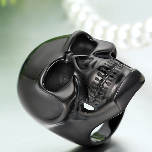 Boniskiss #10 Vintage Style Stainless Steel Skull Biker Ring