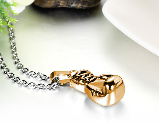 Boniskiss Stainless Steel Necklace with Boxing Glove Gold Tone