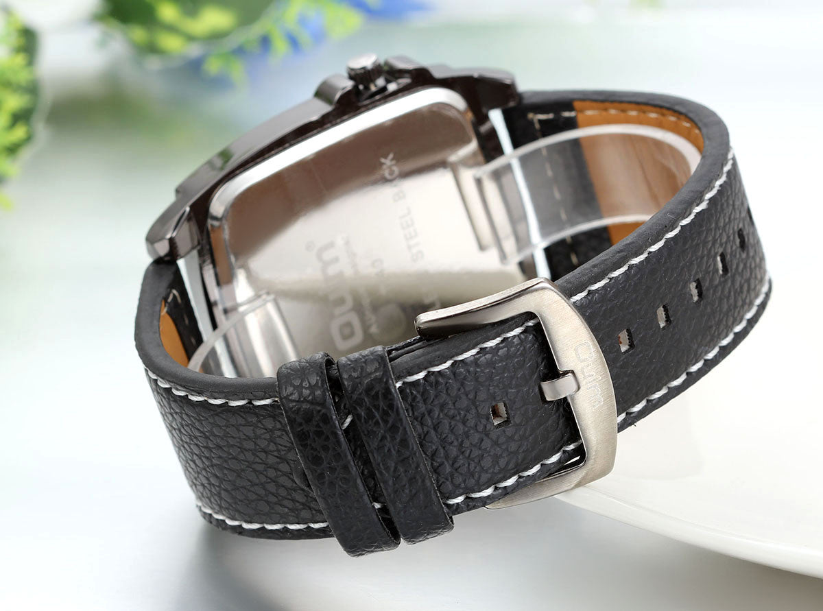 Boniskiss Father Day Gifts Mens Dual Time Zone Army Military Large Sport Quartz Watch Black with Decorative Compass Thermometer