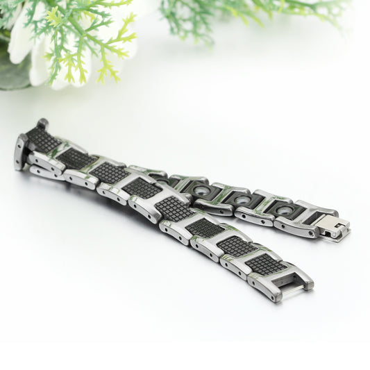 Boniskiss Mens Classic Charm Brief Health Fashion Tungsten Steel Bracelet Black