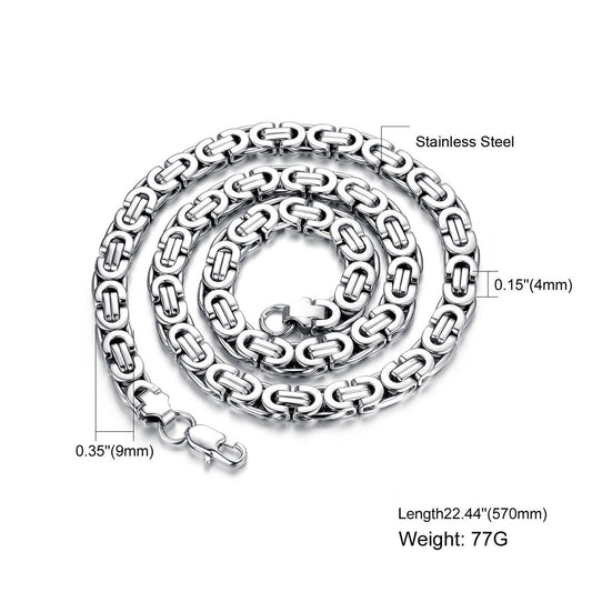 Boniskiss Biker Men's Durable Stainless Steel Link Necklace Chain 22.4 inch, Silver