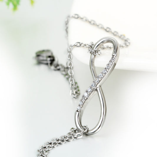 Boniskiss Womens Stainless Steel CZ Infinity Bracelet Necklace Jewelry Set, Ideal Gift for Wife, Girlfriend, Lover
