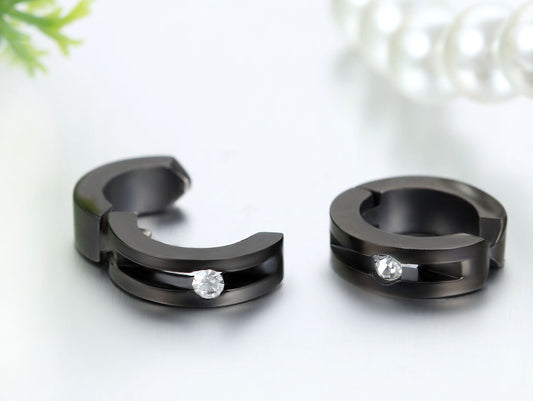 Boniskiss Stainless Steel Non-Piercing Clip on Hoop Hinged Huggie Earrings