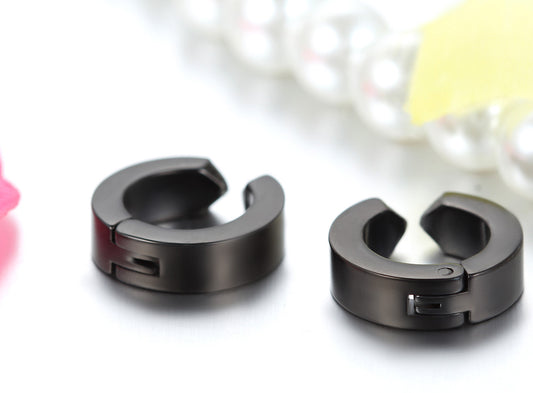 Boniskiss Huggie Hinged Hoop Earrings Non-piercing Clip on Earrings Unisex