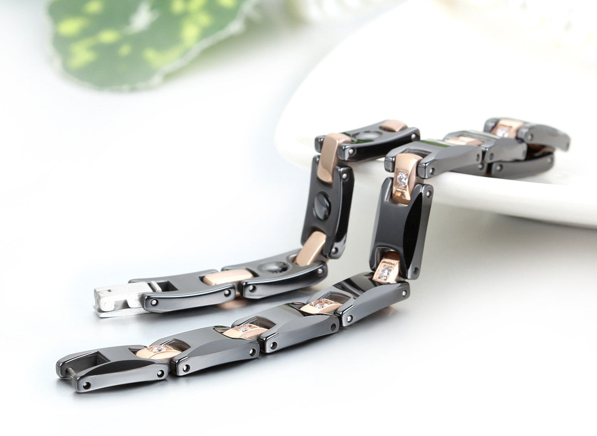 Boniskiss Ceramic Stainless Steel Bracelet Black Gold 8mm