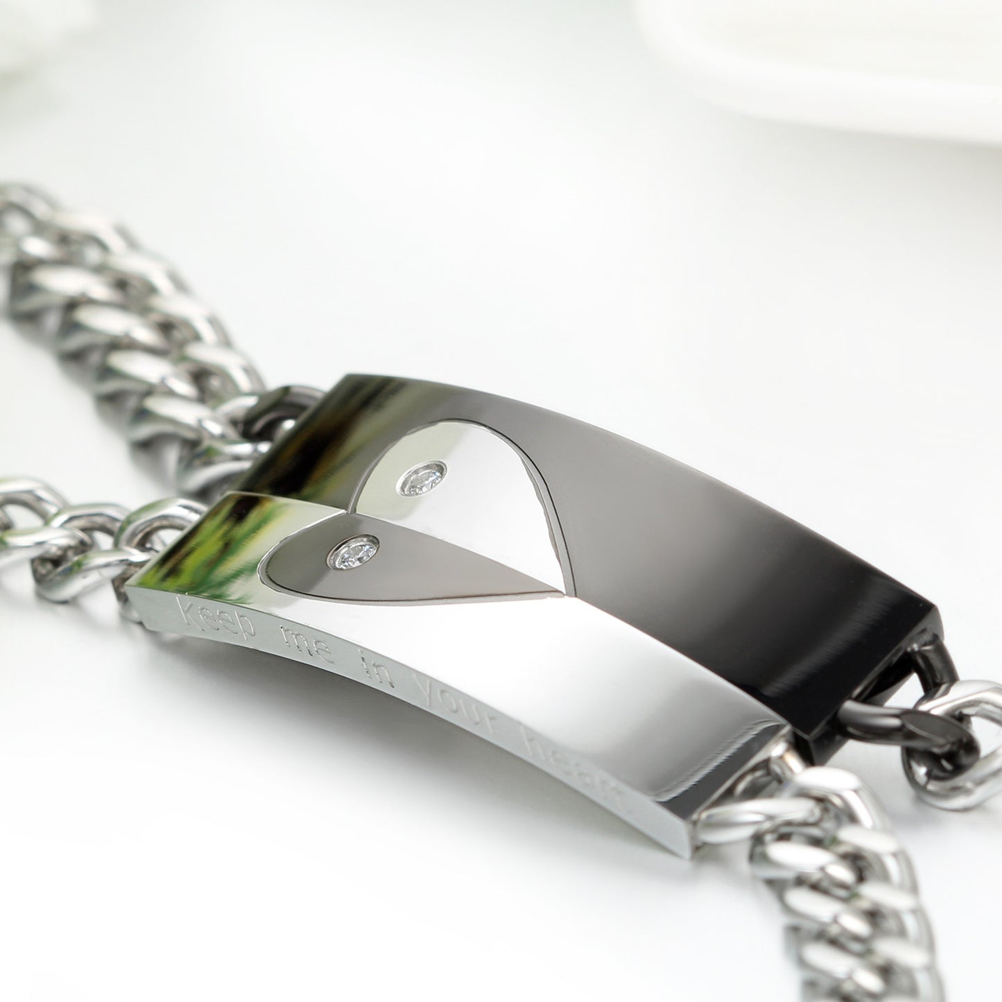 Boniskiss Stianless Steel Couples Bracelet ¡°keep me in your heart¡±
