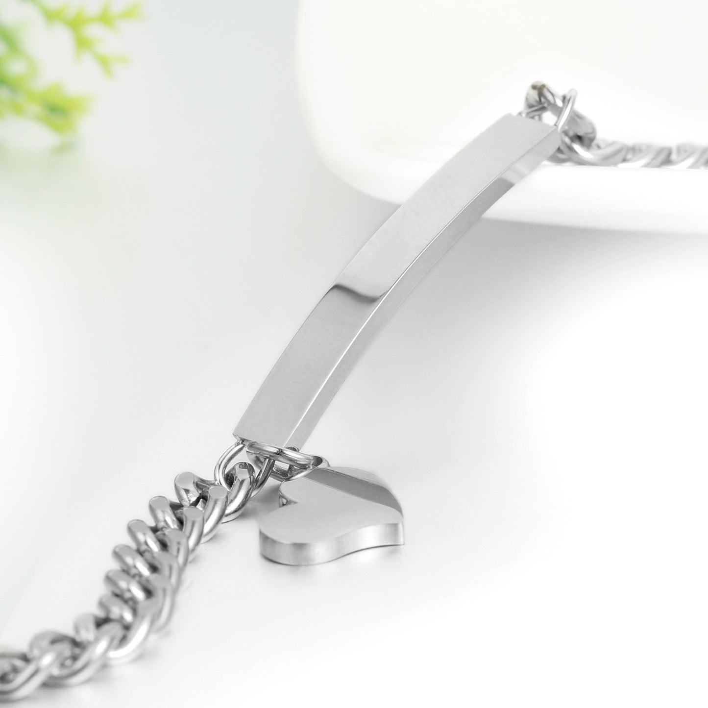 Boniskiss Stainless Steel Women Bracelet with Heart Pendant