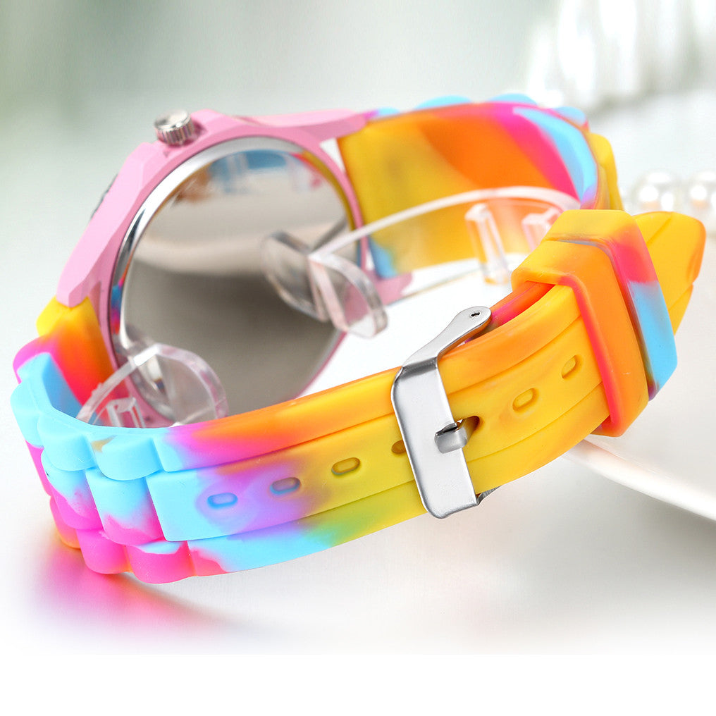 Boniskiss Girl Watch with Colorful Silica Gel Band