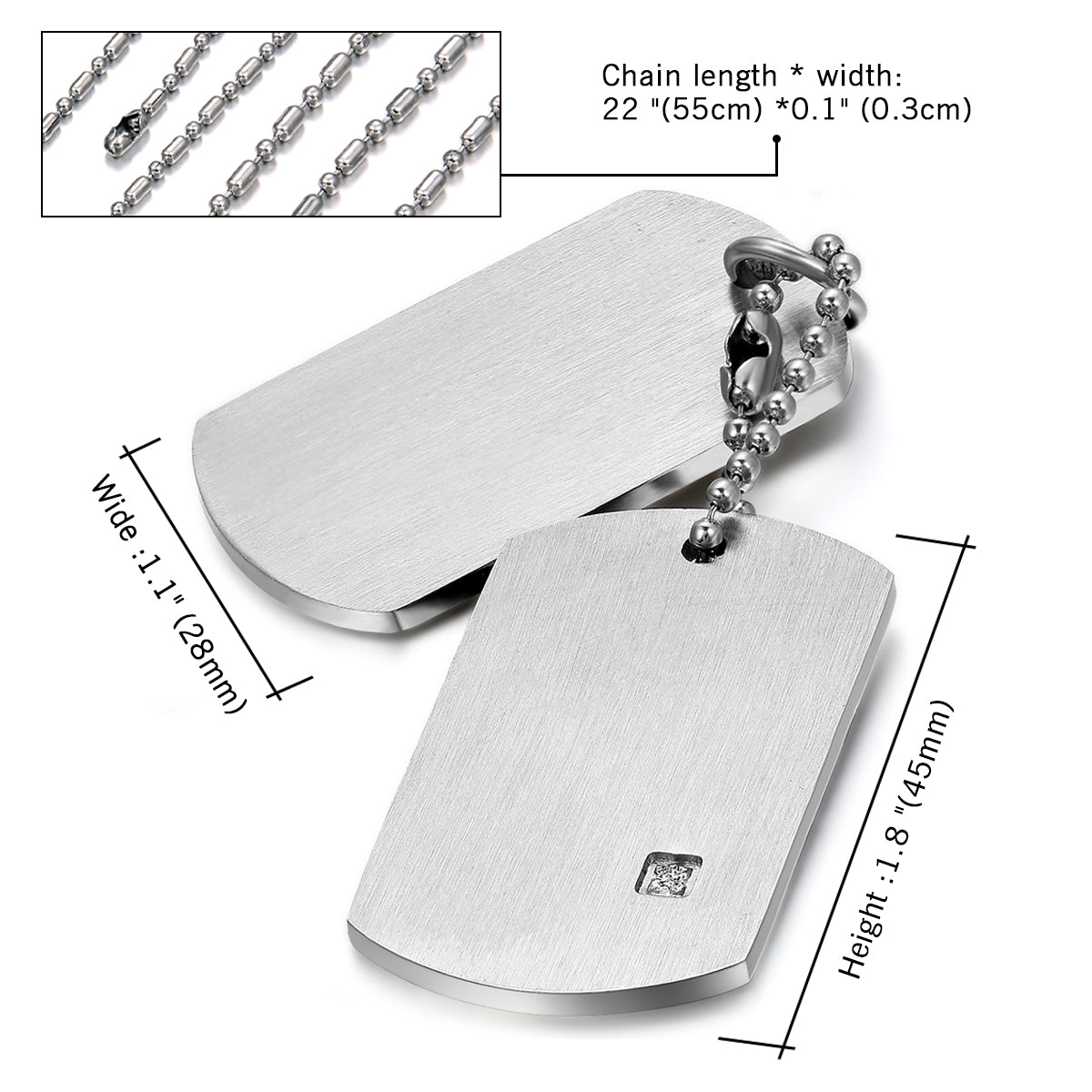 Personalized Engraved Stainless Steel Necklace with Plain Pendant - Boniskiss