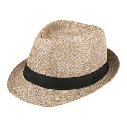 Chapeau de soleil Fedora Panama en lin à bords courts - Boniskiss