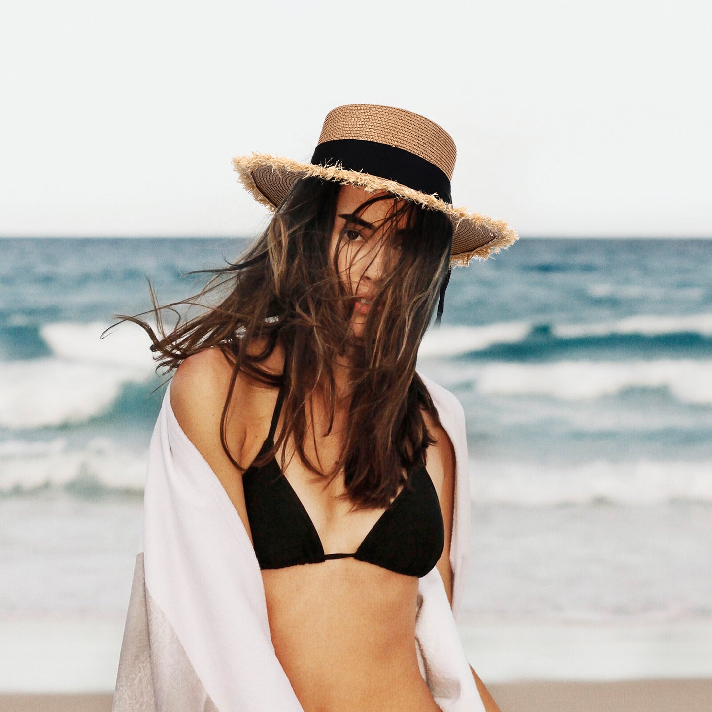 Panama Straw Hat with Bow Knot Ribbon - Boniskiss