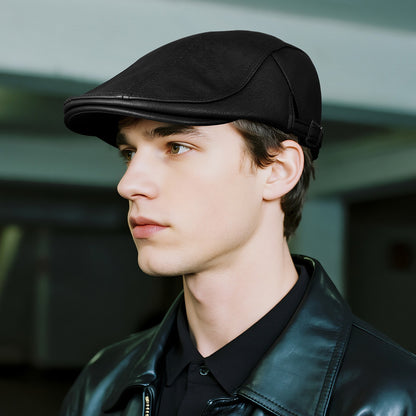 British Style Shelby PU Leather Newsboy Beret Cap - Boniskiss