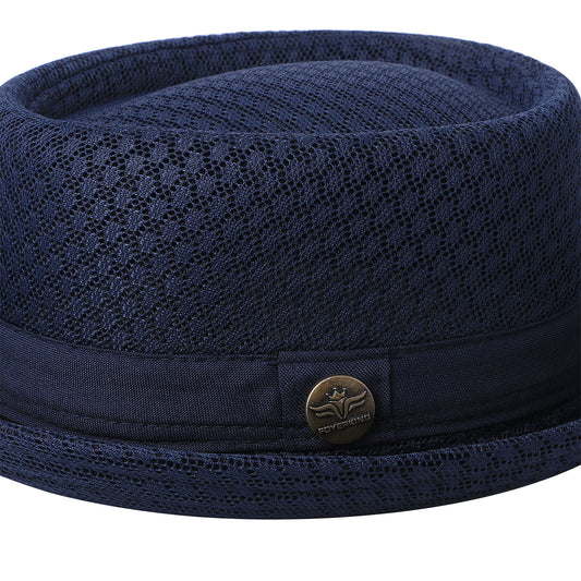 Navy Blue Soft Mesh Pork Pie Fedora Hat | Size M-L- Boniskiss