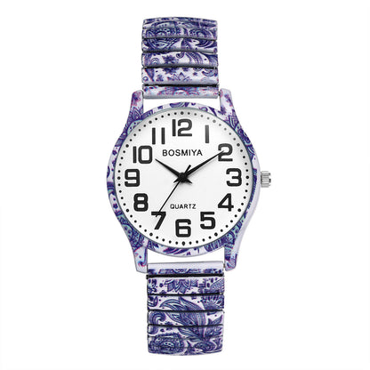 Boniskiss "Psychedelic" Women's Boho Printed Elastic Band Wrist Watch