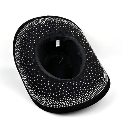 Rhinestone Curved Wide Brim Cowgirl Hat | Size M-L - Boniskiss