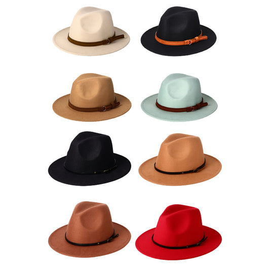 Chapeau Fedora Trilby Panama classique à larges bords avec ceinture - Boniskiss Taille ML