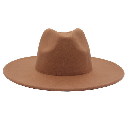 Khaki Western Style Fedora Felt Cowboy Hat | Size L-XL- Boniskiss