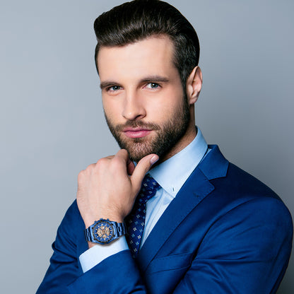 Montre squelette étanche pour homme en acier inoxydable, montre-bracelet à quartz de luxe - Boniskiss