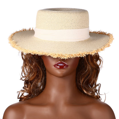 Panama Straw Hat with Bow Knot Ribbon - Boniskiss