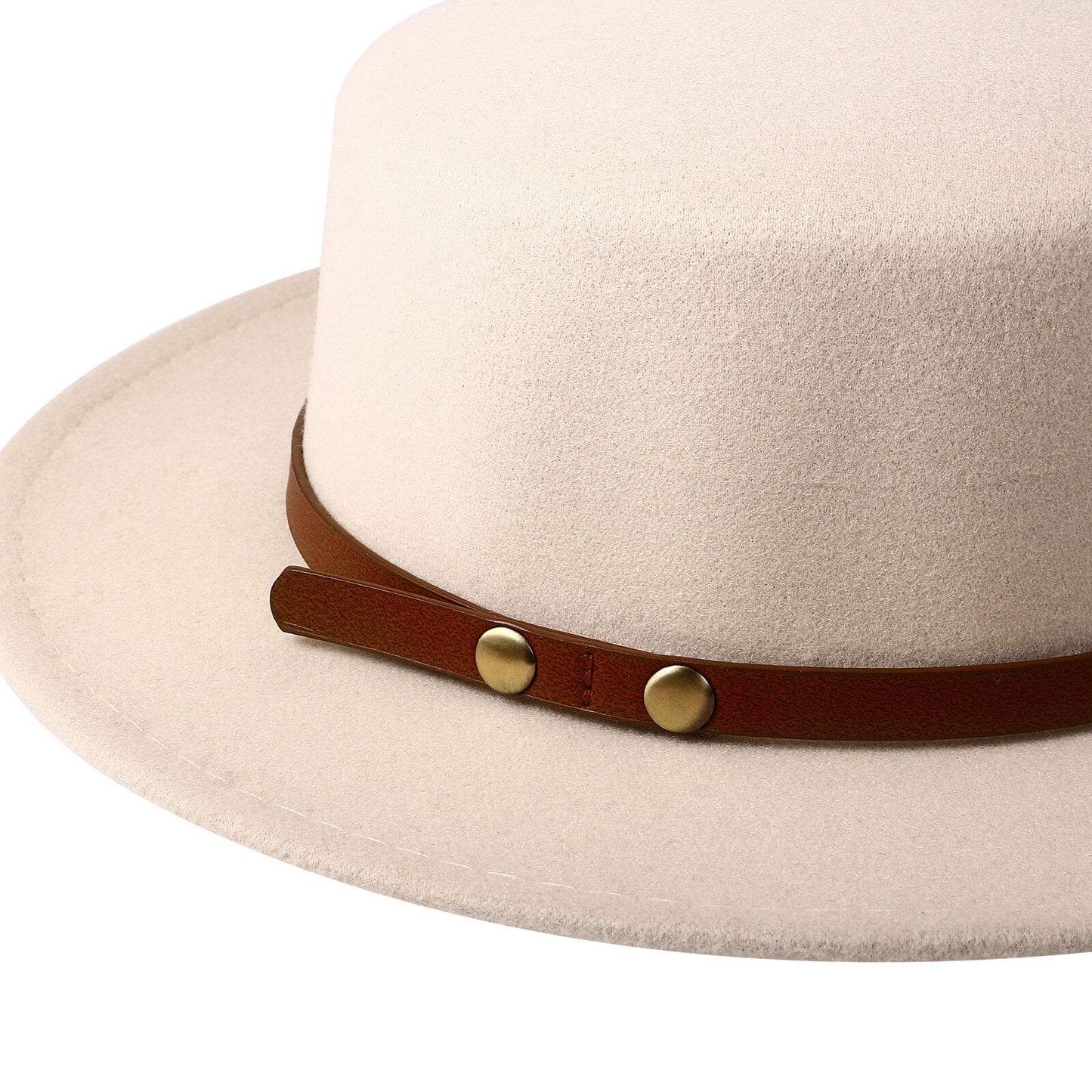 Flat Top Fedora Hat with Detachable Belt - Boniskiss
