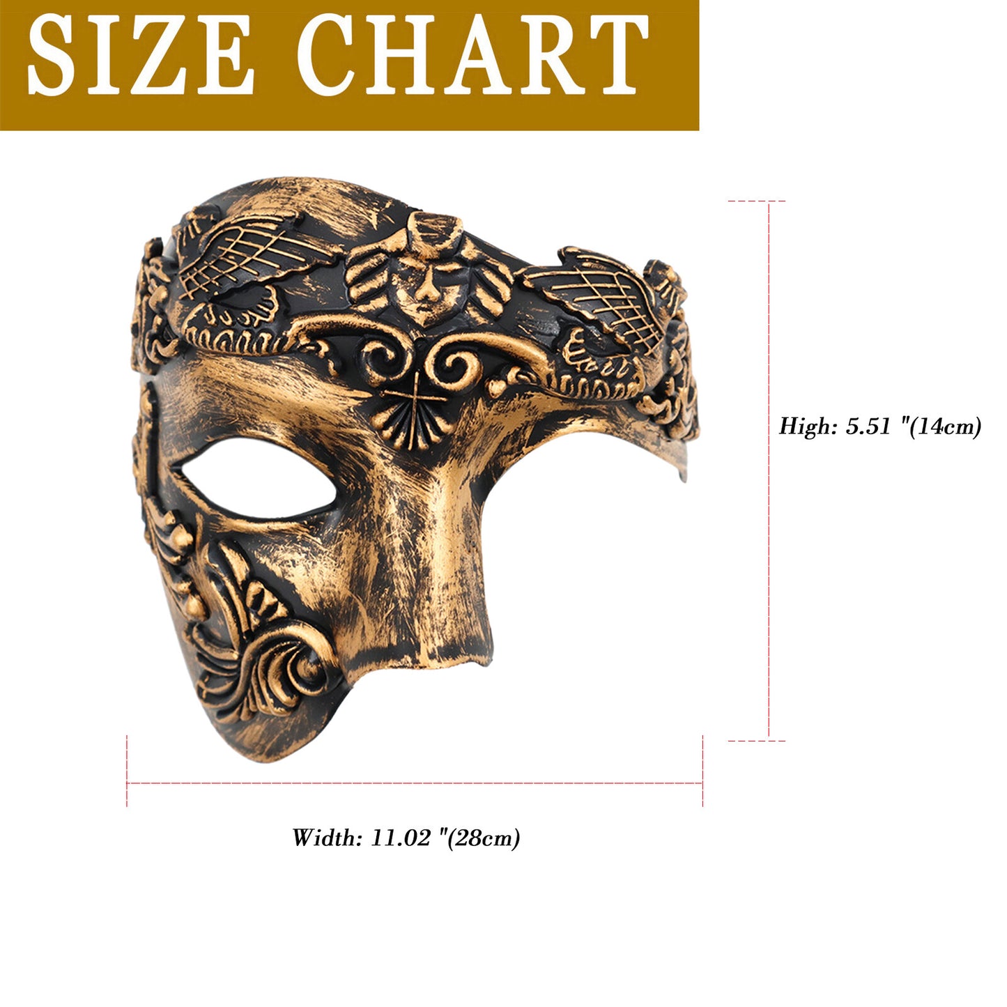 Boniskiss Men's Phantom Of The Opera Mask - Half Face Venetian Costume Masks for  Masquerade